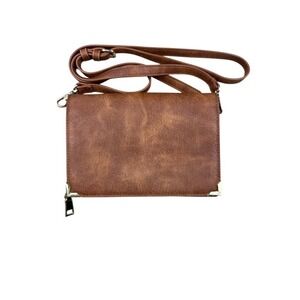 Urban Expressions Aleda Cognac Brown Crossbody Wallet Clutch Purse Vegan Leather